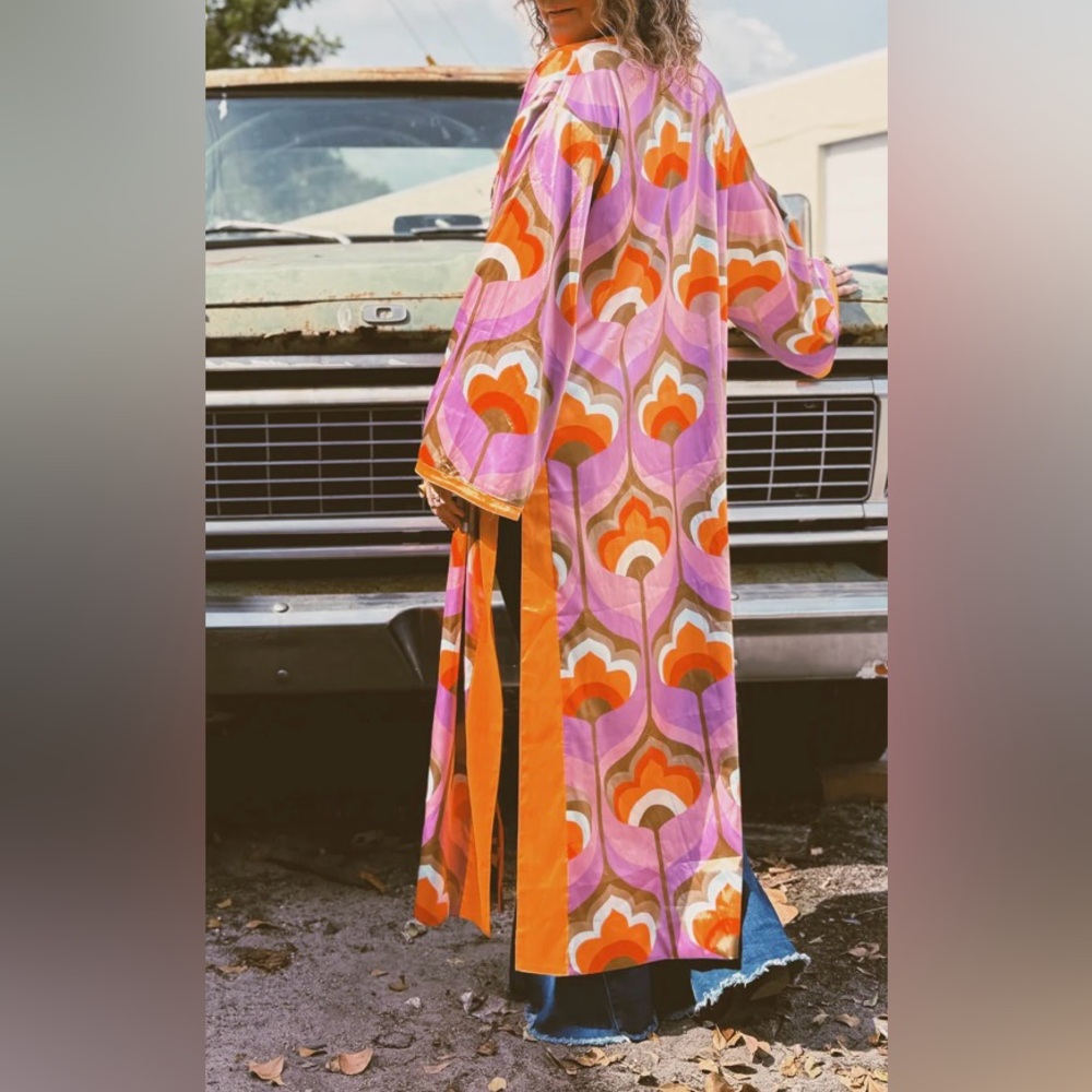 Lil Bee’s Bohemian Into the Great Wide Open Reversible Kimono Duster L/XL - Picture 12 of 12